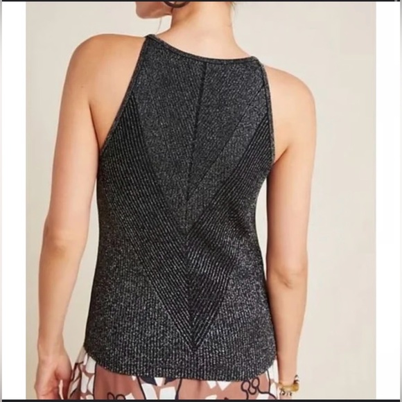 Anthropologie Black Textured Top Blouse Shiny Women’s 
Size: M - Picture 2 of 10